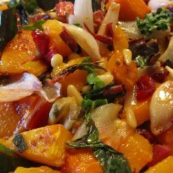 Roasted Butternut Squash, With Swiss Chard or Spinach recipe