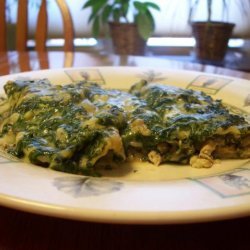 Chicken-Vegetable Manicotti With Spinach Sauce recipe