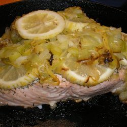 Roasted Salmon With Leeks recipe