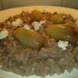 Red Wine and Goats Cheese Risotto With Caramelised Baby Onions recipe