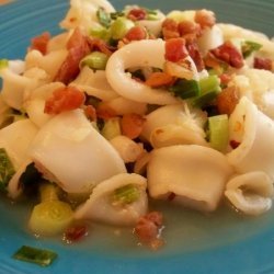 Spicy Calamari With Bacon and Scallions recipe