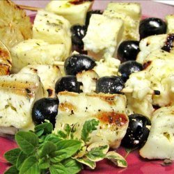 Halloumi and Olives Skewers recipe