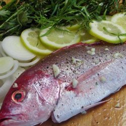 Red Snapper Grilled on Lemon, Herbs and Onions recipe