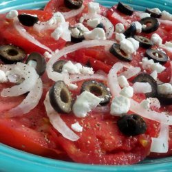 Tomato, Goat Cheese and Black Olive Salad recipe