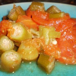Okra With Tomatoes -- Bamies Me Saltsa recipe