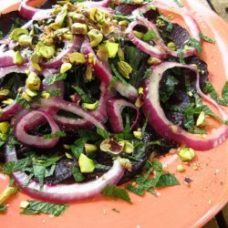 Beet Salad With Red Onion, Mint and Pistachios recipe
