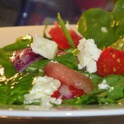 Watermelon and Feta Salad with Arugula and Spinach recipe