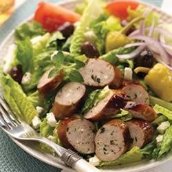 Greek Salad with Spinach & Feta Chicken Sausage recipe