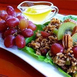 Nutty Wild Rice Salad with Kiwifruit and Red Grapes recipe