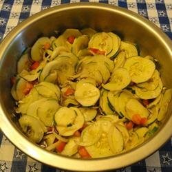 Floating Cucumber, Tomato, and Onion Salad recipe
