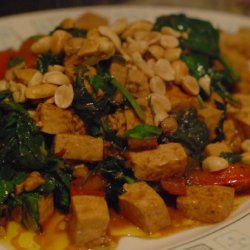 Spicy Thai Tofu With Red Bell Peppers and Peanuts recipe