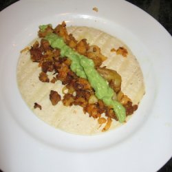 Potato-Chorizo Tacos With Simple Avocado Salsa recipe