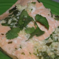 Poached Salmon With Ginger and Cilantro recipe