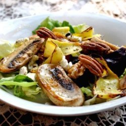 Zucchini, Mushroom, Walnut and Blue Cheese Salad recipe