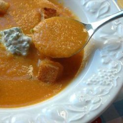 Carrot and Red Lentil Soup with Parsley Cream recipe