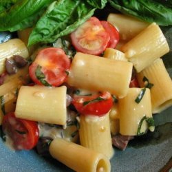 Pasta With Brie, Tomatoes, Olives, and Basil recipe