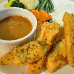 Chicken Fingers With Peanut Apricot Sauce recipe