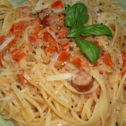 Penne With Sausage, Tomato, Red Pepper in Cream Sauce recipe