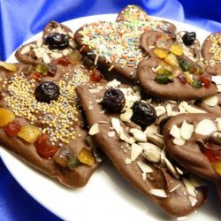 Beautiful Chocolate Disks With Seeds and Fruits recipe
