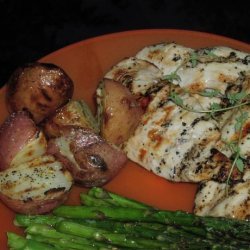 Garlic-Marinated Chicken Cutlets With Grilled Potatoes recipe