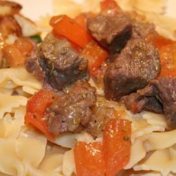 Rosemary Beef and Tomato over Noodles recipe