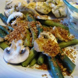 Green Beans With Mushrooms and Crisp Onion Crumbs recipe