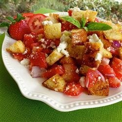 Italian Bread Salad with Strawberries and Tomatoes recipe