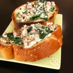 Italian Sausage Spinach and Ricotta Toasts recipe