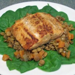 Lemon Broiled Salmon With Lentils recipe