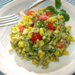 Roasted Corn & Orzo Salad With Cilantro Pesto recipe
