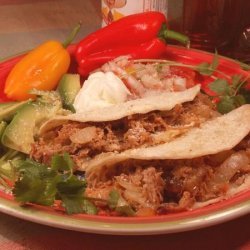 Shredded Carnitas Soft Shell Taco With Pepper Jack recipe