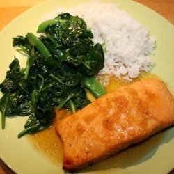 Baked Maple-Glazed Salmon With Wilted Spinach recipe