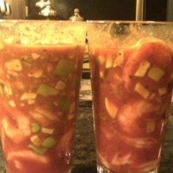 Summer Mexican Shrimp Cocktail Served in a Large Glass recipe