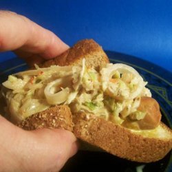 Honey Brats With Sweet-And-Spicy Slaw recipe