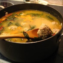 Swiss Chard and Pasta Soup With Turkey Meatballs recipe