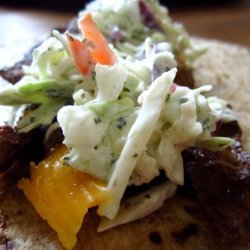 Soft-Shell Steak Tacos With Creamy Lime Coleslaw recipe