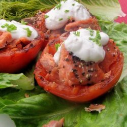 Grilled (Broiled) Tomatoes With Smoked Salmon recipe