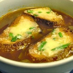 Five-Onion Soup With Scallion and Gruyere Croutons recipe