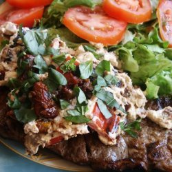 Steak With Red Peppers and Sun-Dried Tomatoes recipe