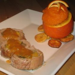 Caribbean Stuffed Pork With Orange Sweet Potatoes and Plantains recipe