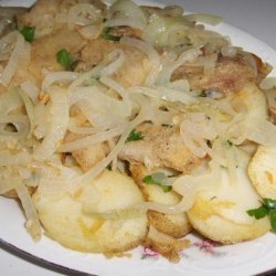 Bacalhau a Algarvia - Golden Codfish With Potatoes recipe