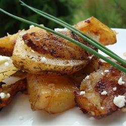 Herbed Greek Roasted Potatoes with Feta Cheese recipe