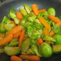 Baby Carrots And Brussels Sprouts Glazed With Brown Sugar and Pepper recipe