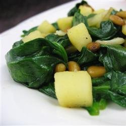 Spinach with Apples and Pine Nuts recipe