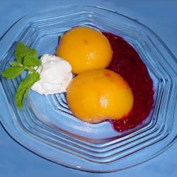 Poached Peaches With Raspberry Sauce recipe