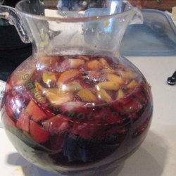 Punch Bowl Sangria With Fruit Juice Cubes recipe