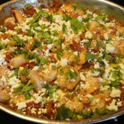 Flambéed Shrimp With Tomatoes, Feta Cheese, and Ouzo recipe