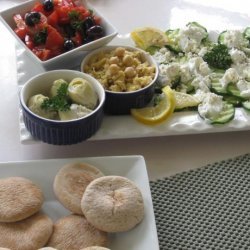 Meze Platter: Hummus, Shrimp Salad, Cucumber Salad recipe