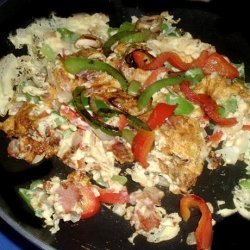 Cheese-Eggs with bacon and peppers recipe