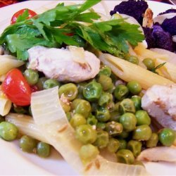 Pasta With Chicken and Spicy Peas recipe